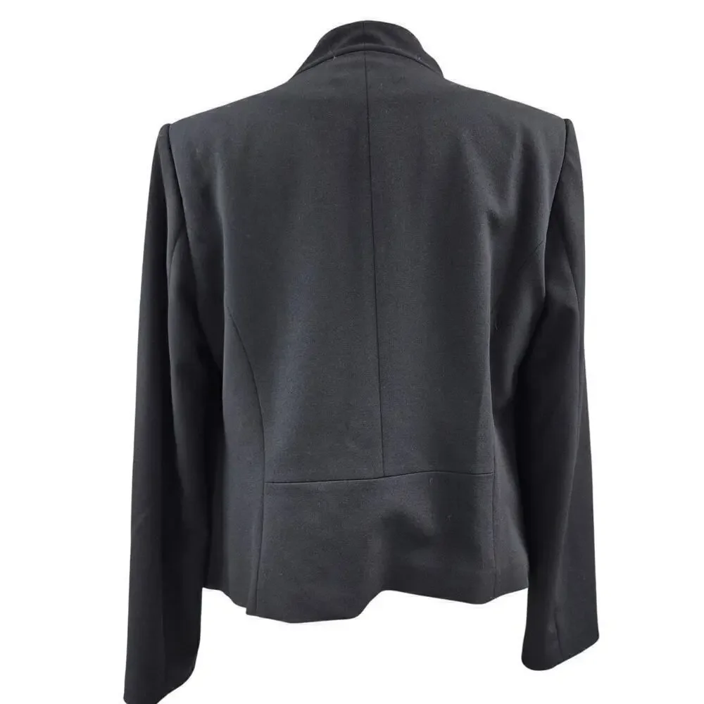 Calvin Klein Black Poly Blend Open Jacket Sz 12 Gold Zippers